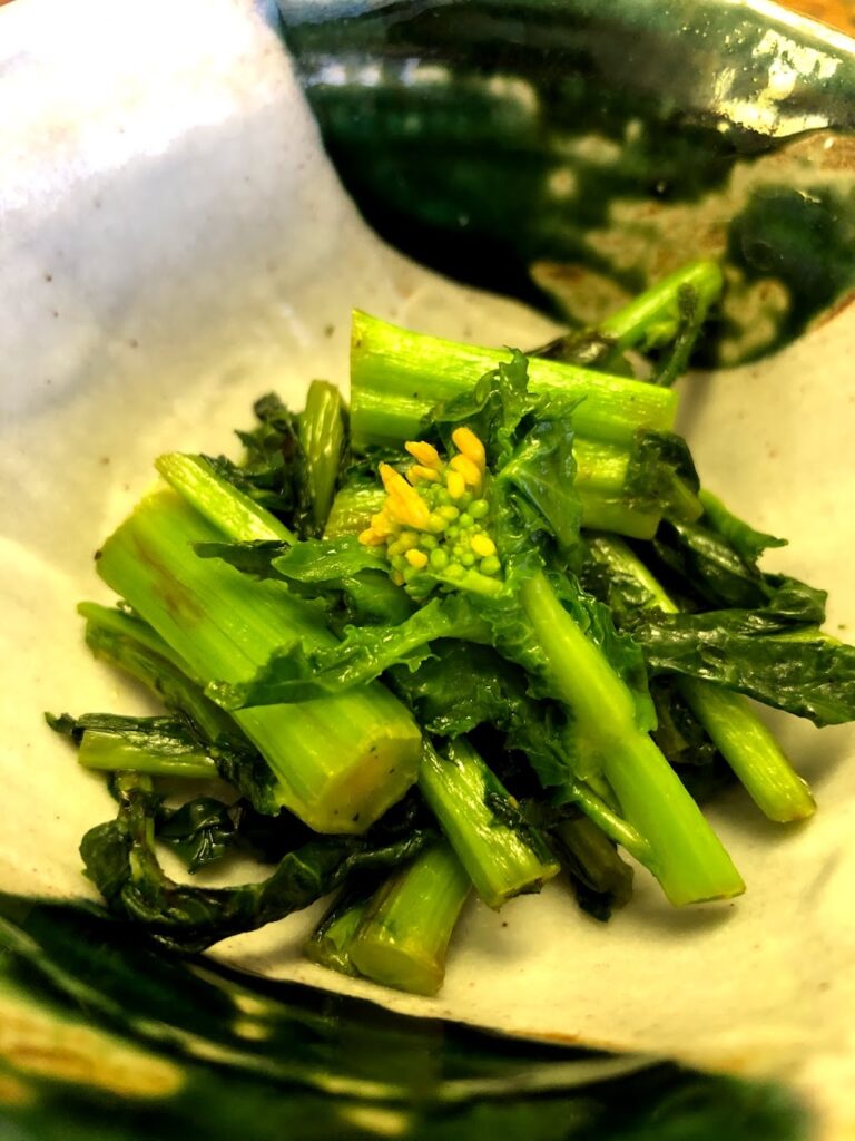 御岳山　駒鳥山荘　料理　のらぼう菜