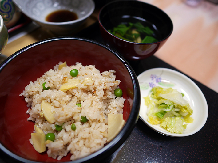 御岳山 登奈利荘 料理 たけのこご飯