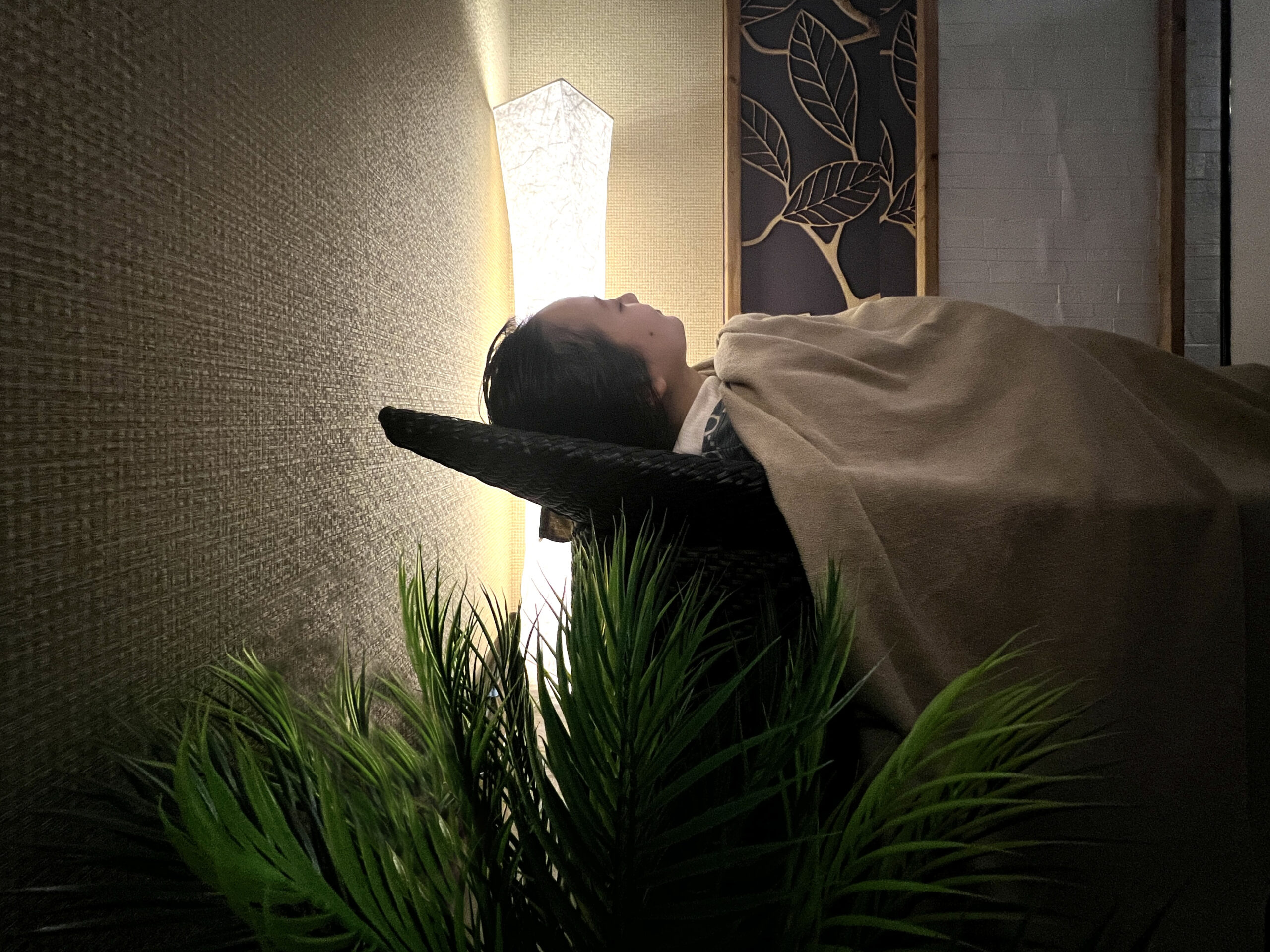 スチームベッドに横たわる