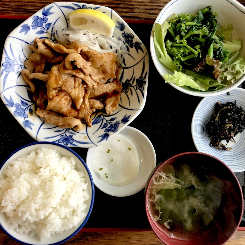青梅　食堂みやもと　ランチ　生姜焼き定食
