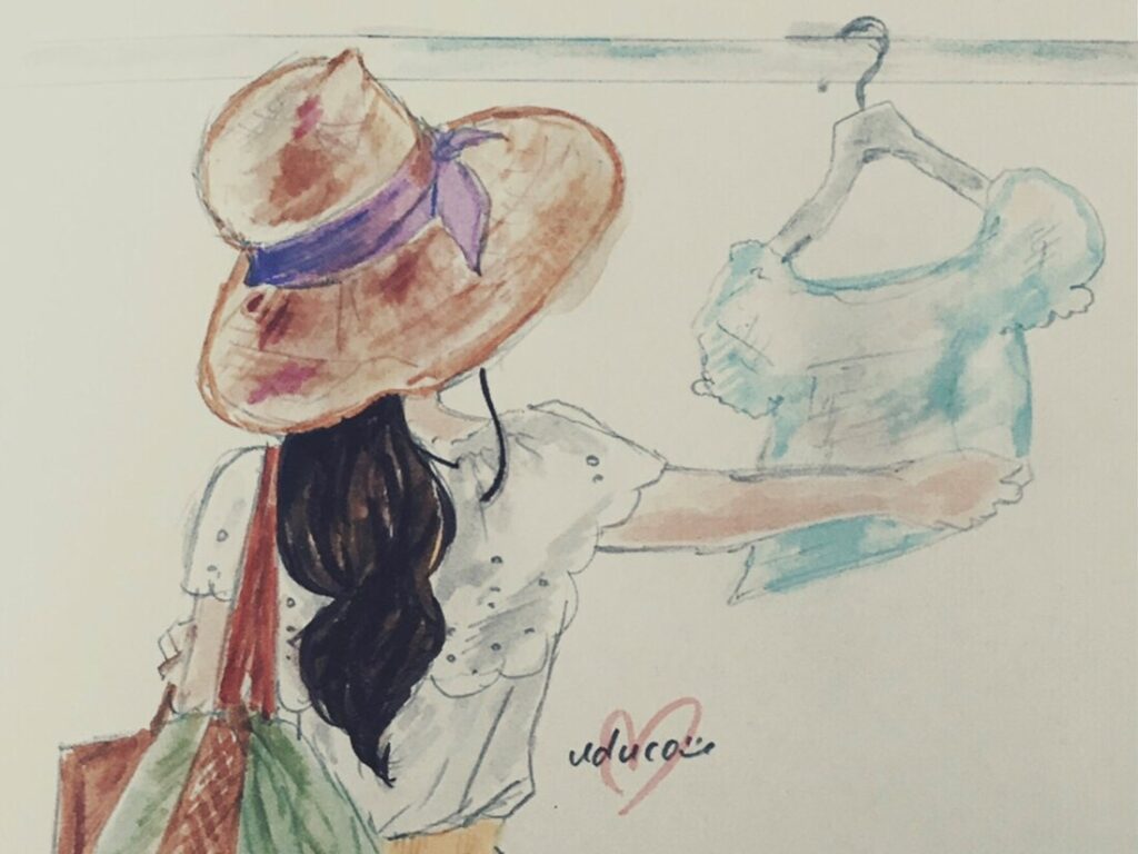 後ろ姿の女性イラスト