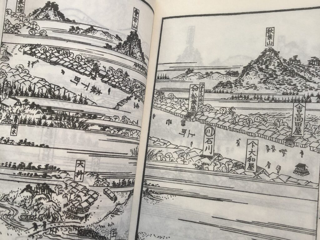 御嶽菅笠の挿絵　江戸時代の青梅街道